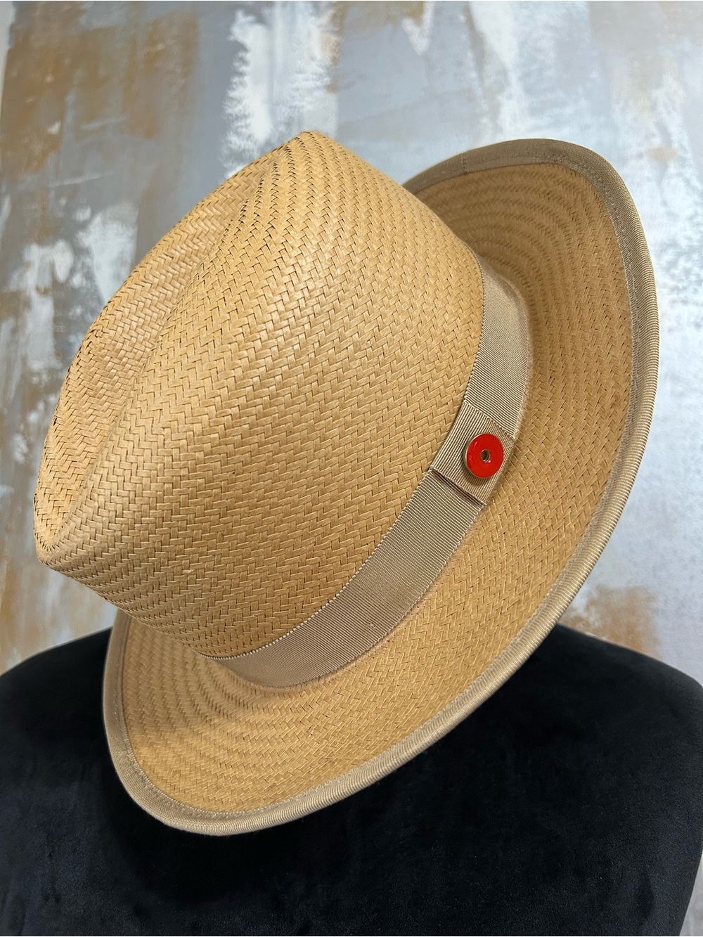 Keith James King Straw Fedora Hat with Ribbon Band